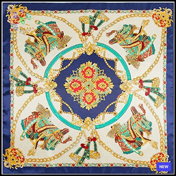 Large Square Satin Scarf Elegant Silk-Like Headscarf Headdress Versatile - Picture 3 of 8